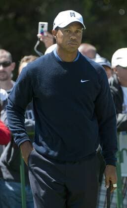 Tiger Woods (USA) is seen on the putting green during a practice round prior to the 2010 U.S. Open at the Pebble Beach Golf Links in Pebble Beach, California, June 16, 2010.  SFP20100616302