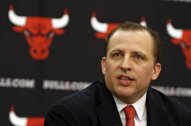 DEERFIELD ILLINOIS USA 23.06.2010 Tim Thibodeau speaks during the press conference after being introduced as the new head coach of the Chicago Bulls at the Berto Center in Deerfield, Illinois, USA, 23 June 2010. The Chicago Bulls announced today the hiring of Tom Thibodeau as the 18th coach in franchise history, 18 days after he verbally accepted a three-year, $6.5 million contract.  23062010KSK569