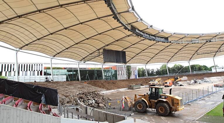 Umbau der Cannstatter Kurve in der Mercedes Benz Arena, Heimspielstätte des VfB Stuttgart