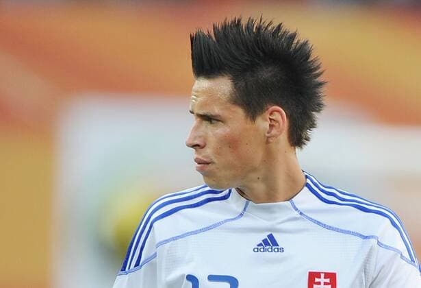 Football - World Cup 2010 Italy v Slovakia (white) 24 06 2010: Marek Hamsik (Slovakia) with his spikey hair cut. 