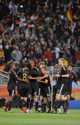 June 23, 2010 - Johannesburg, South Africa - Mesut Oezil (2.L) of Germany celebrates after scoring with team mates during the 2010 FIFA World Cup soccer match between Ghana and Germany at Soccer City Stadium on June 23, 2010 in Johannesburg, South Africa. - ZUMAgh1 o0 Jubel, Freude totale