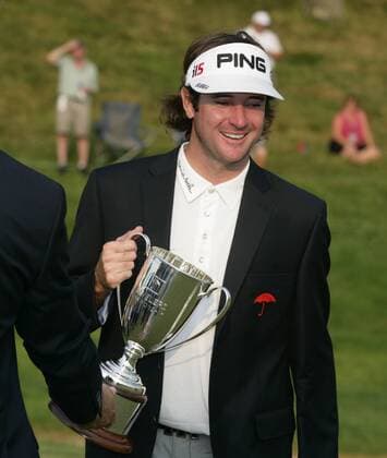 June 27, 2010 - Cromwell, Connecticut, U.S. - Bubba Watson (USA) holds the trophy after winning a playoff round after the final hole of the Travelers Championship. - ZUMAg28 o0 Sieg, Sieger, Jubel, Freude Pokal, Trophäe Objekte