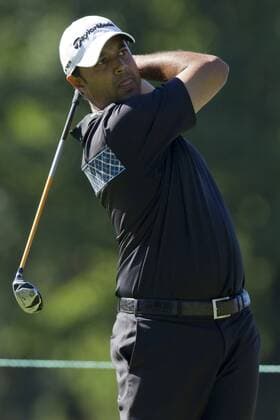Arjun Atwal (India) after hitting a tee shot during the first round of the AT&T National at Aronimink Golf Club in Newtown Square, Pennsylvania. Icon1007010031 EDITORIAL USE ONLY