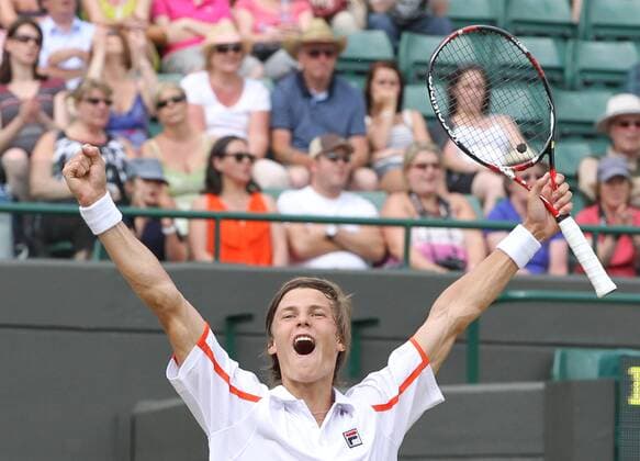 Tennis - The Wimbledon Championships - Junior Final - Marton Fucsovics ( HUN ) celebrates his Win at the All England Lawn Tennis and Croquet Club 