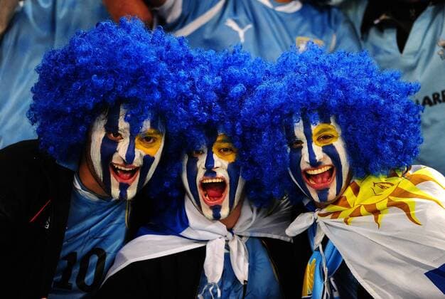 Uruguay Fans o0 Perücke, Fan, Zuschauer, Objekte, Landesfarben Gesichtsbemalung Bemalung