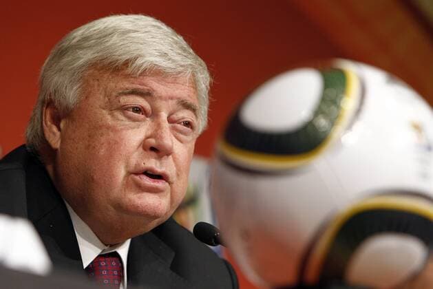 CBF Präsident Ricardo Teixeira (Brasilien) während der Pressekonferenz zur WM 2014 im eigenen Land. --- x(134)xRodolfoxBuhrerx xLaxImagemx  o0 Objekte Ball Funktionär
