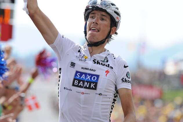 2010, Tour de France, Station de Rousses - Morzine Avoriaz, Andy Schleck (LUX Saxo Bank) - Etappensieger auf der 8. Etappe der Tour de France 2010 -  o0 Jubel, Freude Etappensieg, Etappensieger