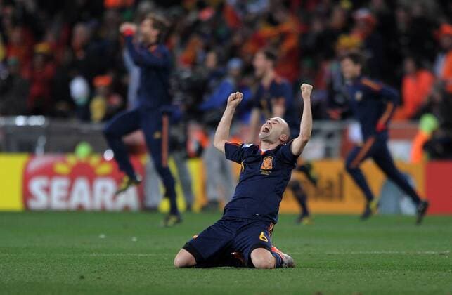 FUSSBALL WM 2010 FINALE 11.07.2010 Holland - Spanien SCHLUSSJUBEL Spanien; Andres INIESTA
