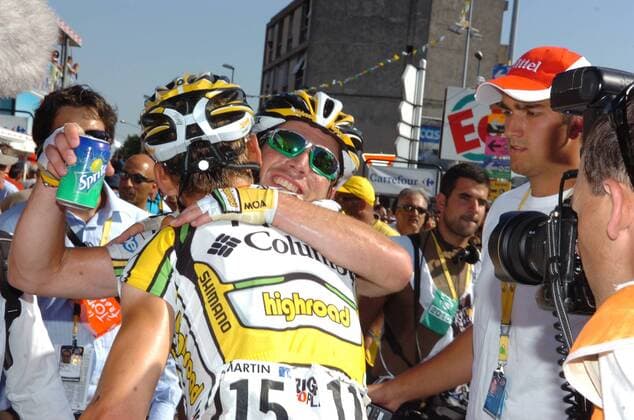 2010, Tour de France, tappa 11 Sisteron - Bourg les Valence, Mark Cavendish GER, (R), siegt; Tony Martin, GER, , Bourg les Valence  o0 Jubel Freude Etappensieg Etappensieger