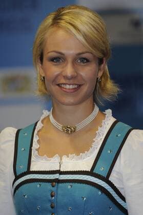 Magdalena NEUNER (GER),Biathlon,,im Dirndl,privat,zivil,Brustbild,Portraet,Bayerischer Sportpreis-Roter Teppich,Red Carpet.