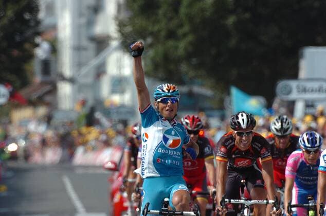 2010, Tour de France, Etappe 16, Bagneres de Luchon - Pau, BBOX Boygues Telecom 2010, Etappensieger Pierrick Fedrigo ----  o0 Jubel Freude