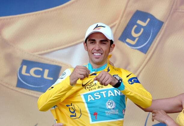 Tour de France, Etappe 18 Salies de Bearn - Bordeaux, Alberto Contador Astana im gelben Trikot, Bordeaux  o0 Jubel Freude