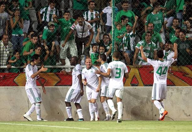 Omonia Nicosia (weiß) - FC Red Bull Salzburg (blau), Torjubel von Omonia.  o0 Jubel, Freude