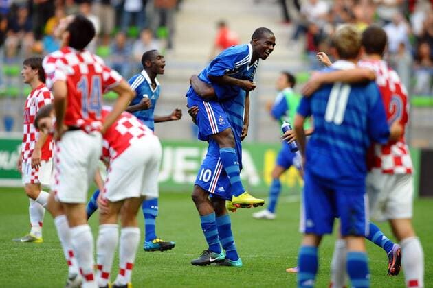 U19 EM, FRA (blau) vs CRO (rotweiß) --- Gael KAKUTA (L) - Gilles SUNU - xAnthonyxBibardxFEPx o0 Jubel Freude