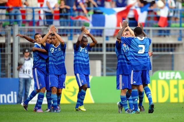 U19 EM, FRA (blau) vs CRO (rotweiß) --- Francis COQUELIN (2L) - xAnthonyxBibardxFEPx o0 Jubel Freude