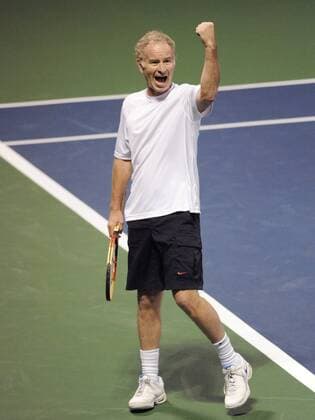 July 24, 2010 John McEnroe (USA) in action in an exhibition match at the Stars Under the Stars event at Strauss Stadium, LA Tennis Center, Los Angeles, CA Icon2501007245580 EDITORIAL USE ONLY