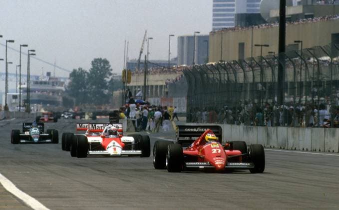 Michele Alboreto (Italien Ferrari) vor Alain Prost (Frankreich McLaren TAG Porsche) 
