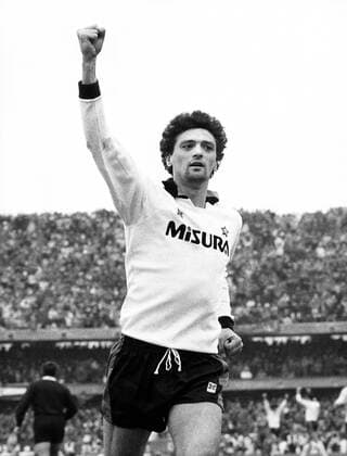 Alessandro Altobelli (Inter Mailand) - Torjubel Fußball Herren Serie A 1984 1985, 1. Italienische Liga, FC Internazionale Einzelbild Aufnahmedatum geschätzt Freude, Begeisterung,