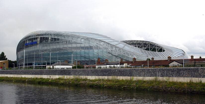 General view of the Aviva Stadium in Dublin - EDITORIAL USE ONLY. No use with unauthorised audio, video, data, fixture lists, club league logos or live services. Online in-match use limited to 120 images, no video emulation. No use in betting, games or single club league player publications.