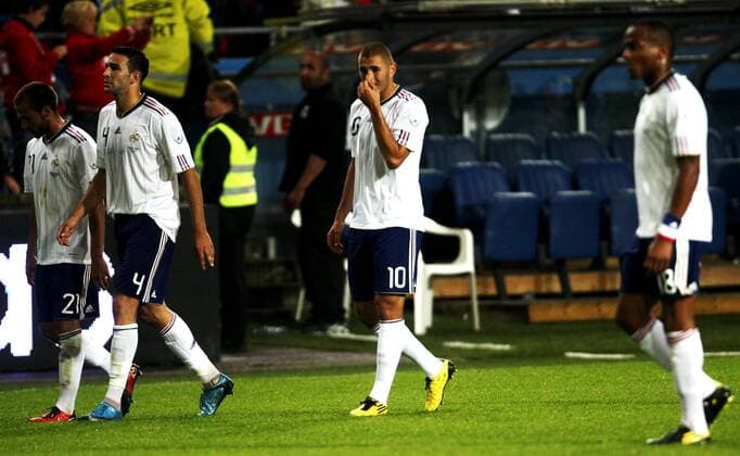 Norway (red) - France (white) 2-1: Karim Benzema (C) , France 