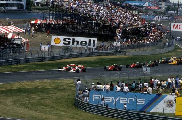Start zum GP von Kanada in Montreal 1988: Alain Prost (Frankreich McLaren Honda, 11) vor Ayrton Senna (Brasilien McLaren Honda, 12)  o0 Start, starten, Startsituation, Totale Aktion