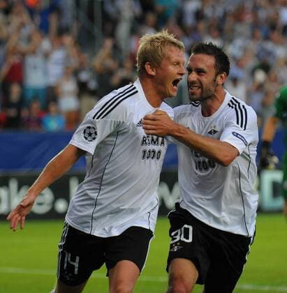 UEFA Champions League Play off Rosenborg Trondheim - FC Kopenhagen Lerkendal Stadion, Trondheim 17 august 2010 Steffen Iversen (L) und Rade Prica (beide Rosenberg Trondheim) Torjubel  o0 Jubel Freude