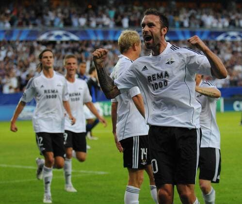 UEFA Champions League Play off Rosenborg Trondheim - FC Kopenhagen Lerkendal Stadion, Trondheim 17 august 2010 Rade Prica (Rosenberg Trondheim) Torjubel  o0 Jubel Freude