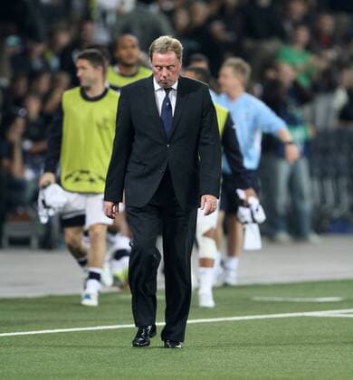 Tottenham s coach Harry Redknapp looks on dejected at half time UEFA Champions League Qualifying Young Boys Bern (yellow) v Tottenham Hotspur (white) 17th August, 2010 EDITORIAL USE ONLY. No use with unauthorised audio, video, data, fixture lists, club league logos or live services. Online in-match use limited to 120 images, no video emulation. No use in betting, games or single club league player publications.