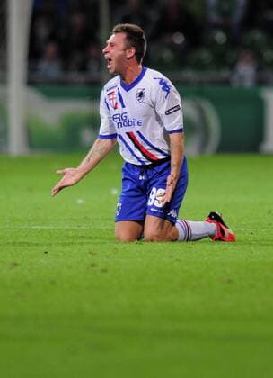 FUSSBALL CHAMPIONS LEAGUE SAISON 2010 2011 PLAY-OFFS HINSPIEL SV Werder Bremen - Sampdoria Genua 18.08.2010 ENTTAEUSCHUNG; Antonio Cassano (Sampdoria Genua) 