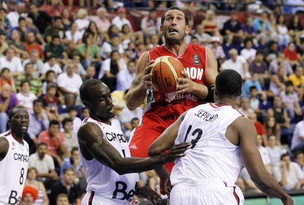 Canada (white) vs Lebanon (red). Day 1 of the 2010 FIBA World Championship in Izmyr. 28 August 2010. Preliminary round - Fadi El Khatib (C) 
