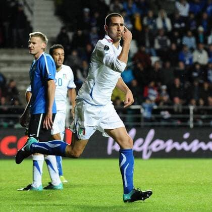 Estland (blau) - Italien (weiß), Torjubel Leonardo Bonucci  o0 Jubel, Freude