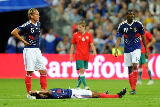 EM Qualifikation - Frankreich (blau) - Weißrussland (rot) - Loic REMY (Mitte) - Philippe MEXES (li.) und Abou DIABY enttäuscht - AnthonyxBibardxFEP - 