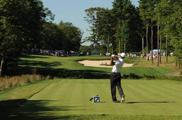 Sep. 04, 2010 - Norton, Massachusetts, United States of America - TIGER WOODS (USA) hits from the 11th hole tee box during the second round of the Deutsche Bank Championship at the TPC Boston. - ZUMAq39