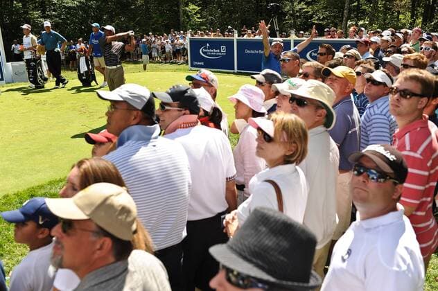 Sep. 05, 2010 - Norton, Massachusetts, United States of America - The gallery watches TIGER WOODS (USA) tee shot on the 8th hole during the third round of the Deutsche Bank Championship at TPC Boston. - ZUMAq39