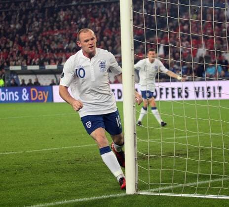 England s Wayne Rooney celebrates scoring his sides opening goal European Championship Qualifying Group G Switzerland v England 7th September, 2010 EDITORIAL USE ONLY. No use with unauthorised audio, video, data, fixture lists, club league logos or live services. Online in-match use limited to 120 images, no video emulation. No use in betting, games or single club league player publications.