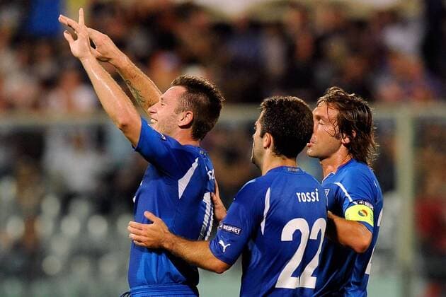 Florenz, Euro Quali, ITA, Jubel Antonio Cassano (L) 