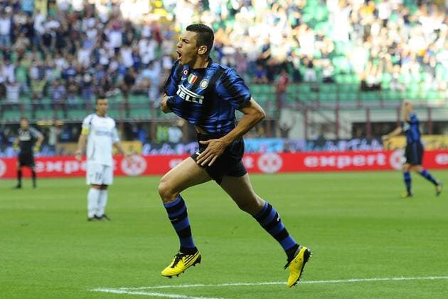 Inter Mailand (blau) vs. Udinese Calcio (weiß) 2:1 Torjubel - Lucio  o0 Jubel, Freude