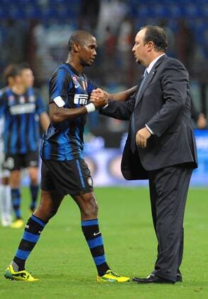 Trainer Rafael Benitez (Inter) und Samuel ETO O Inter Mailand (blau) vs. Udinese Calcio (weiß) 2:1 massimoxoliva o0 Rafa