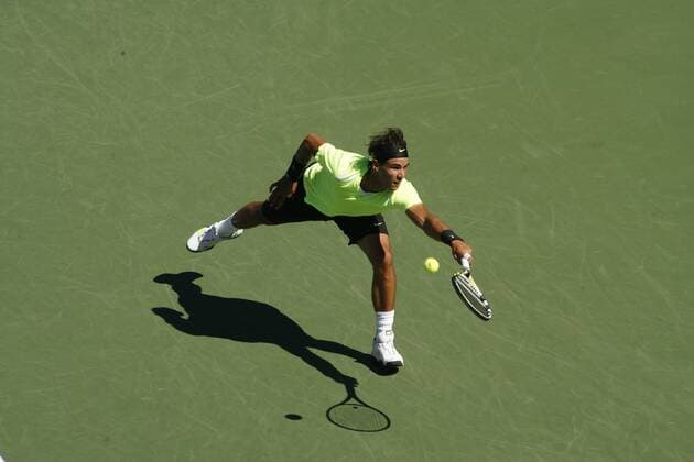 Rafael Nadal (ESP) in action during his 2010 US Open Mens Semifinals match in Arthur Ashe Stadium at the USTA Tennis Center in Flushing, New York on September 11, 2010 - Icon33010091120 EDITORIAL USE ONLY