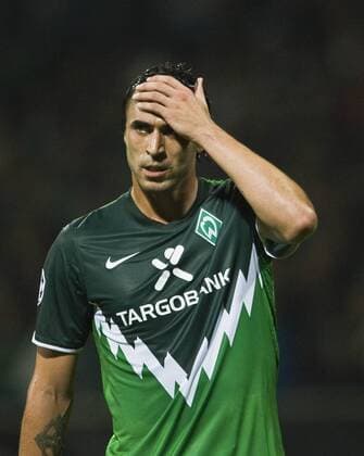 Hugo ALMEIDA, Bremen, enttaeuscht, Fussball Champions League, Vorrunde 1. Spieltag, Werder Bremen (GER) - Tottenham Hotspur (ENG), am 14.09.2010 in Bremen, Saison1011