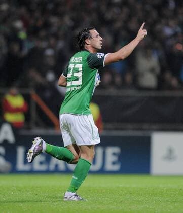 FUSSBALL CHAMPIONS LEAGUE SAISON 2010 2011 GRUPPE A SV Werder Bremen - Tottenham Hotspur 14.09.2010 JUBEL; Torschütze zu 1-2 Hugo Almeida (SV Werder Bremen)  o0 Jubel, Freude