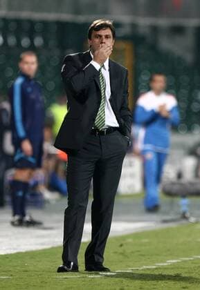 UEFA Champions League group C match between Bursaspor and FC Valencia at Ataturk Stadium in Bursa 14.09.2010 Valencia won scored 4 - 0 Pictured: Coach Ertugrul Saglam of Bursaspor.  o0 Nachdenklichkeit
