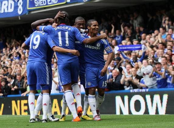 Chelsea s Florent Malouda r. celebrates scoring his sides second goal Barclays Premier League Chelsea FC London v Blackpool FC 19th September, 2010 EDITORIAL USE ONLY. No use with unauthorised audio, video, data, fixture lists, club league logos or live services. Online in-match use limited to 120 images, no video emulation. No use in betting, games or single club league player publications. o0 Jubel Freude