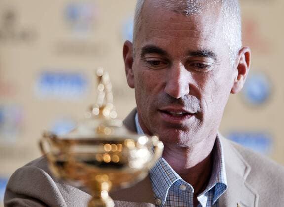 Golf - Ryder Cup 2010 - Captains Press Conference US Captain Corey Pavin answers questions from the press at Celtic Manor, Newport  o0 RyderCup, Pokal Trophäe USA