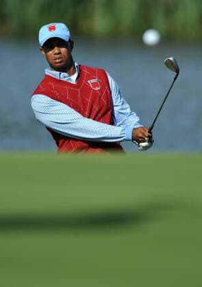 Golf - Ryder Cup 2010 - Practice Day 1: Tiger Woods of the USA in action at Celtic Manor, Newport  RyderCup
