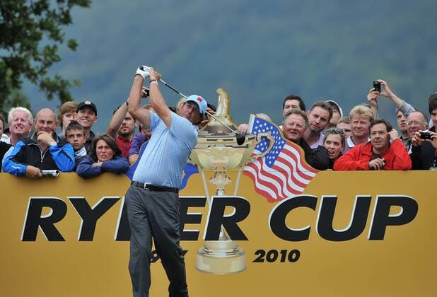 Golf - Ryder Cup 2010 - Practice Day 1: Phil Mickelson of the USA in action during practice at Celtic Manor, Newport 