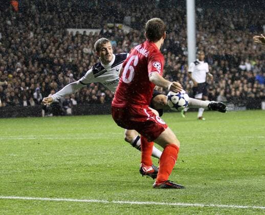 Tottenhams Rafael Van Der Vaart scoring his sides opening goal - UEFA Champions League Group A: Tottenham Hotspur (white) v FC Twente Enschede - 29th September, 2010 - EDITORIAL USE ONLY. No use with unauthorised audio, video, data, fixture lists, club league logos or live services. Online in-match use limited to 120 images, no video emulation. No use in betting, games or single club league player publications.