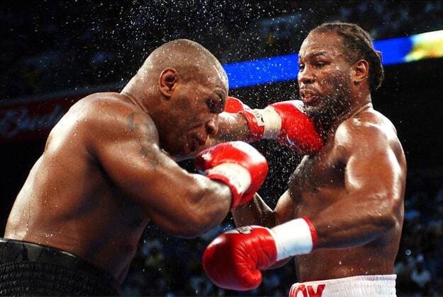 June 8, 2002 - Memphis, - Mike Tyson (USA, L) vs Lennox Lewis (GBR, R) at the Pyramid, June 8, 2002. - ZUMAc51 o0 WM WBC IBF