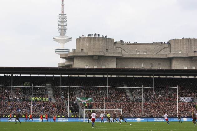 Fußball, Stadiongeschichte FC St. Pauli Millerntorstadion in Hamburg, Heimspielstätte des FC St. Pauli. 