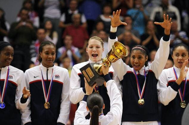 Team of USA with trophy for World Basketball Championship winner after they won the final match in Karlovy Vary, (CTKxPhoto RadekxPetrasek)  CTKPhoto183201010030731501